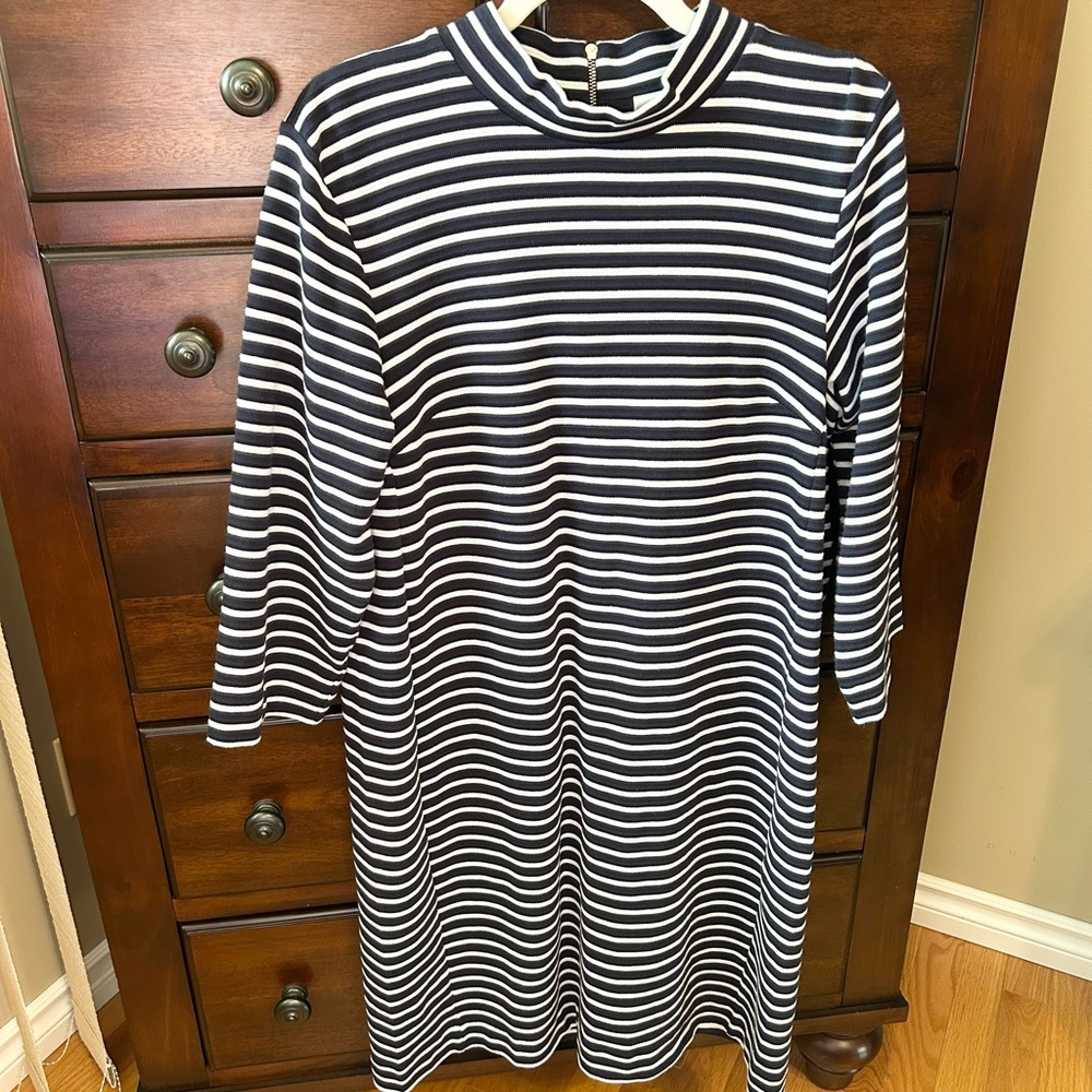 Anthropologie Striped Navy & White  Midi Dress